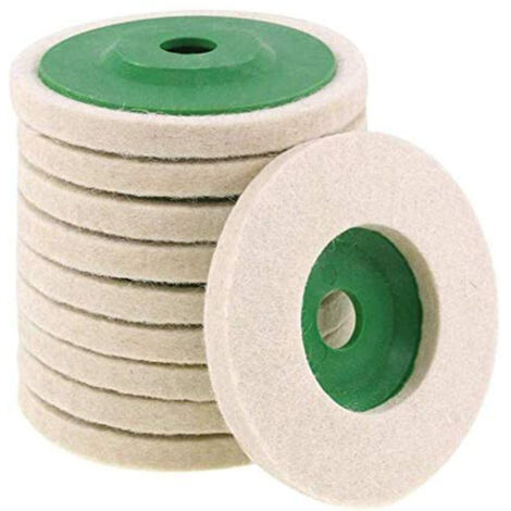 Lot de 10disques de polissage en feutre de laine pour meuleuse d'angle de 10 cm – vert (1/5)