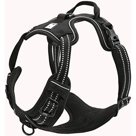 Harnais pour chien réfléchissant réglable dissuader tirer gilet pour animaux de compagnie Durable voiture Nylon TLH5651 chien laisse Husky (L) (1/4)