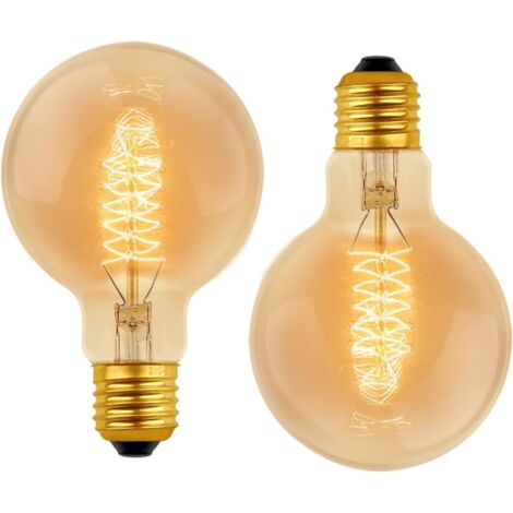 Aougo – Ampoule vintage E27 dimmable 40W – Blanc chaud 2700K – Verre ambré – 400 lumens – Lot de 2 ampoules décoratives