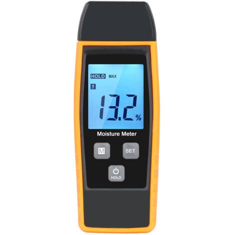 Testeur Humidité,Testeur Humidité Mur & Bois, Compteur de fuites, Humidité, Mortier de Ciment, Détecteur de Teneur en eau avec Rétroéclairage LCD (Jaune) (1/5)