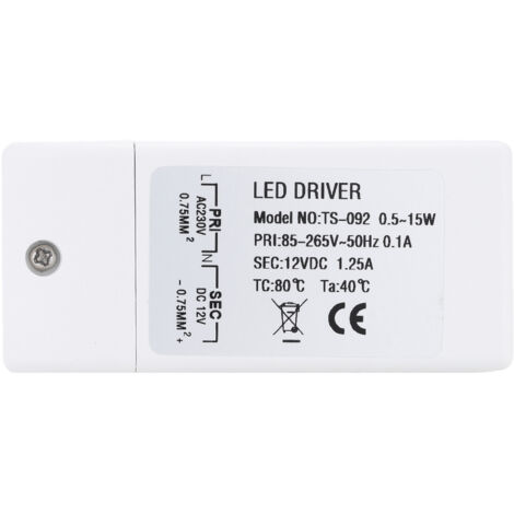 Entrée: 85-265V sortie: DC 12V 1.25A DC 15W, ampoule LED transformateur driver convertisseur conducteur alimentation de tension constante