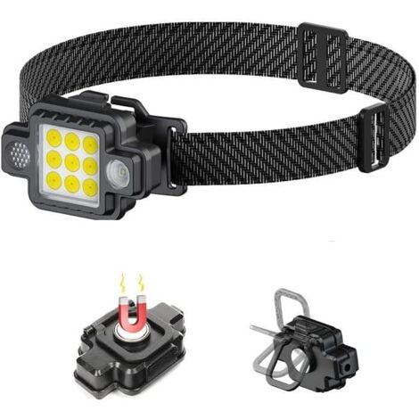 Lampe Frontale, Lampe Frontale Led Ultra Puissante 5 Modes D'éclairage, Réglable, Légère Et Etanche Lampe Torche, Lampe Frontale, Magnétisme, Amovible, Chargement par USB et al