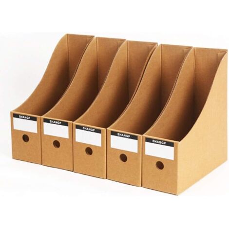 Aougo – Boîte de rangement 5 niveaux pour papier A4 – Organisateur de bureau en papier cartonné – Étiquette adhésive incluse – Grande capacité