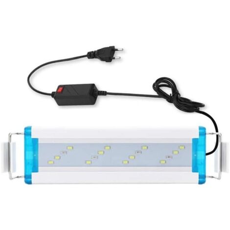 Aougo – Lampe LED aquarium 18-58 cm – Éclairage à spectre complet – Lumière blanche et bleue – Supports en métal réglables – Économie d'énergie