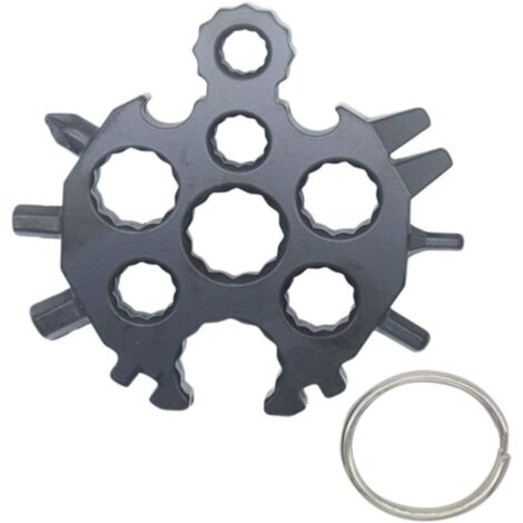 18-en-1 Combinaison De Carte De Flocon De Neige Combinaison Multifonctionnel Portable De Flocon De Neige Porte Clé Tournevis De Flocon De Neige,1Pcs(Noir) (1/5)