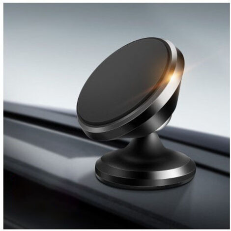 Support Portable Voiture Magnétique - Porte Téléphone Rotation 360° Attache Smartphone Aimants Forts Compatible avec iPhone/Samsung/Huawei/GPS etc. - Noir (1/4)
