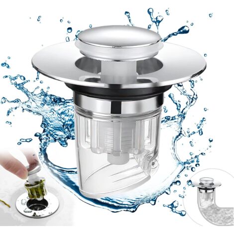 Bouchon Lavabo Salle de Bain, Clapet Bonde Lavabo, Pop Up Filtre Vidange Baignoire Universel Sink Drain Plug With Anti-Clogging Anti-Odeur et Anti-Insectes Strainer