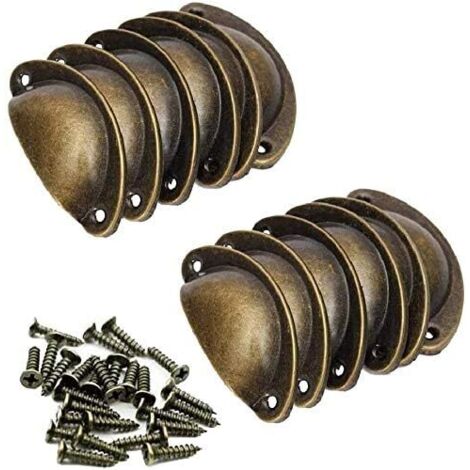 Poignée Coquille Rétro Poignee de Meuble Vintage Bouton Tiroir Poignée avec 24 Vis pour Placards Armoire Commode Tiroirs -12Pcs