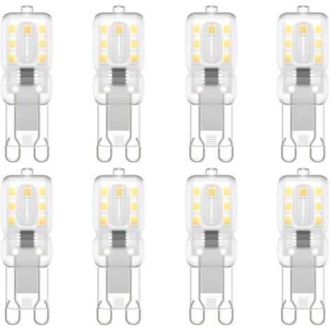 Ampoule LED G9, G9 LED 220V Blanc Naturel 5500K 3W Equivalent à Halogène 30W Halogène Lumière 8-Pack [Classe énergétique E]