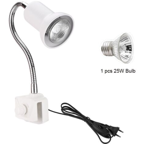 Lampe Reptile Chauffante avec Pince, avec 1 UVA+UVB Ampoules à Spectre Complet de E27 Culot 25W, Pince Pivotante à 360°Lampe Aquarium for Amphibiens, Tortue, Lézard, Caméléon