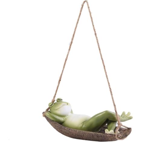 Ornements de Sculpture, décor à la Maison, Pendentif de Grenouille de balançoire de Jardin Animal Mignon Moderne Minimaliste Ornements de Cour extérieure Artisanat en résine (Color : Green) (1/5)