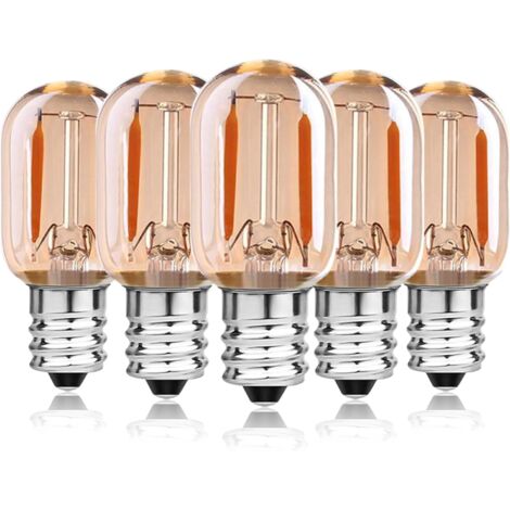1W E14 Ampoules LED Filament Équivalent 10W, T22 Ampoule four Hotte Aspirante frigo Lustre Cristal, Lampe de Sel, Veilleuse Enfants, Tubulaire Blanc Chaud 2200K, Non Dimmable Decorative bulb, Lot de 5 (1/5)