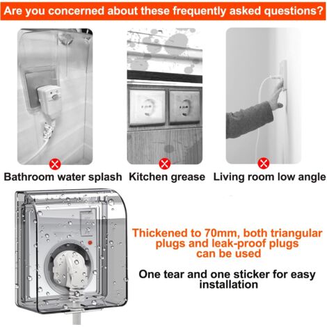 Lot De 4 Cache-Prise Mural Transparents Étanches - Avec Adhésif - Pour Salle De Bain, Cuisine, Balcon - Protection Eau/Poussière