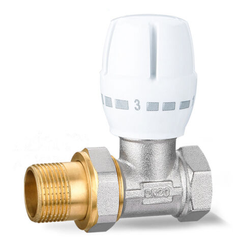 Aougo – Robinet de radiateur thermostatique droit 3/4 – Vanne de régulation manuelle – Compatible DN20 – Raccord pour chauffage central
