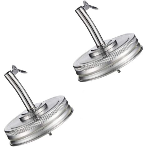 Couvercle de Bec Verseur D'Huile en Acier Inoxydable Couvercle VerseurD'Huile 2 Capuchons de Buse étanches en Acier Inoxydable avec Couvercles, Adaptés pour Cuisiner, Griller et Boire des Boissons (1/5)