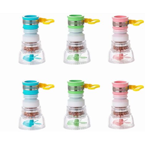 Mini Filtre à Eau pour Robinet, 6 Pièces Filtre à Eau pour Robinet de Cuisine,Filtration Minérale Active, Adaptée aux Robinets Pliants de Cuisine, Baignoire et Douche (Rose, Bleu, Vert)