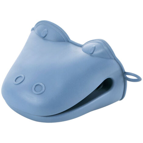 1 pair Gants en Silicone de Dessin animé  Gants de Barbecue de Cuisine résistants à la Chaleur Pince à Gant de Four(bleu)