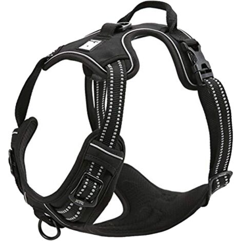 Harnais pour chien réfléchissant réglable dissuader tirer gilet pour animaux de compagnie Durable voiture Nylon TLH5651 chien laisse Husky (M) (1/4)