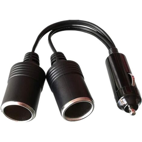 1 à 2 Allume-Cigare Câble D'extension, Voiture Allume Cigare Socket Mâle vers Femelle, DC 12V 24V Adaptateur Répartiteur 1 à 2 Splitter avec lumières LED Prise Mâle avec Fusible (1/4)