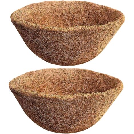 Lot de 2 Doublure en Fibre de Coco Naturelle pour Pot de Fleurs 35 cm Panier Suspendu pour Pots de Fleurs Remplacement en Fibre de Coco pour jardinière