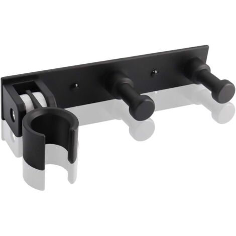 Universel Support Douchette avec 2 Crochet, Support Douche Mural en Alliage D'aluminium Réglable, Fixation Pommeau de Douche Auto-Adhesif Porte Pomme de Douche pour Tuyau de Douche (1/5)