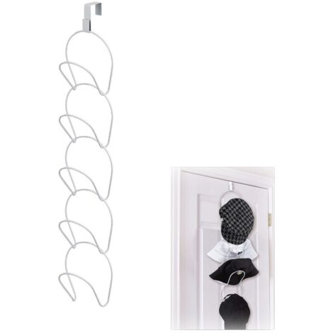 Porte-Chapeaux Anneaux Métal Porte-Casquettes Multicouche Porte-Manteaux Monté sur Porte avec 1 Crochet de Porte pour Casquettes de Baseball Serviettes Écharpes (Blanc)