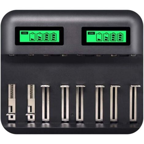 Chargeur de Piles Rapide Chargeur Intelligent avec Ecran LCD Claire Rétro-éclairé pour Piles Rechargeables AA/AAA