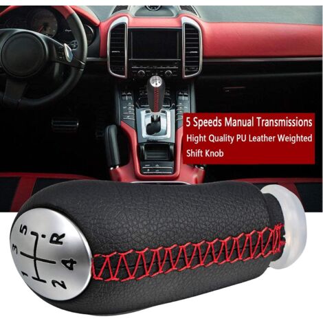 Pommeau Levier De Vitesse Cuir 5 Vitesses - Compatible Renault Clio 3/4, Mégane 2, Scénic 2, Laguna 2, Kangoo, Dacia - Noir Élégant