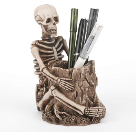 Porte-stylo tête de mort crâne Papeterie Porte-Crayons Porte-pinceau de maquillage Titulaire Organisateur de Stockage de Bureau décoration Boîte De Conteneur de Rangement porte-clés Squelette cadeau