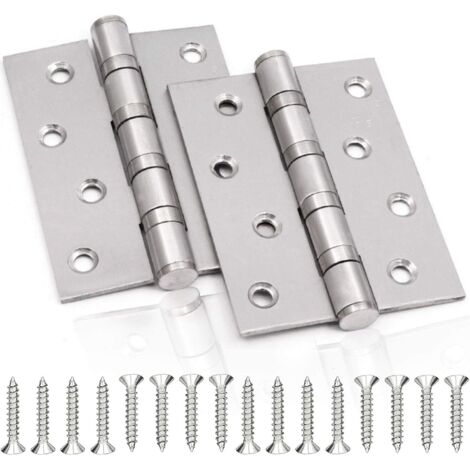 Charnière de Porte en Inox,2 Pcs Charnières De Porte Charnières Pliables Charnières Inox Épaisseur 3mm Paumelle,pour Portes massives intérieur (Silver,10075mm)