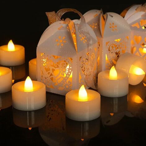 Bougies LED sans flamme - 24 bougies chauffe-plat LED vacillantes - Blanc chaud - Fonctionnent avec piles CR2032 - Pour mariage, Noël, Pâques, fête, etc. - Classe énergétique A ++ [Classe énergétique (1/5)