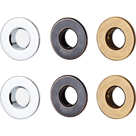 6 Pièces Anneau de Trop-Plein, Insert D'anneau en Laiton, Bagues pour Trop-plein de Lavabo Pièce de Rechange pour évier de Salle de Bain Ou Cuisine (Chrome, Patine Noire, Couleur Antique)