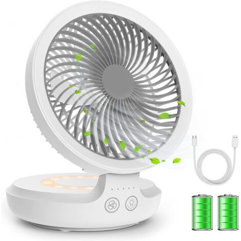 Ventilateur de bureau USB, Ventilateur de Table Silencieux Portable Rechargeable Avec Veilleuse, Ventilateur Refroidissement Personnel pPliable Avec 4 Vitesses Pour la Maison