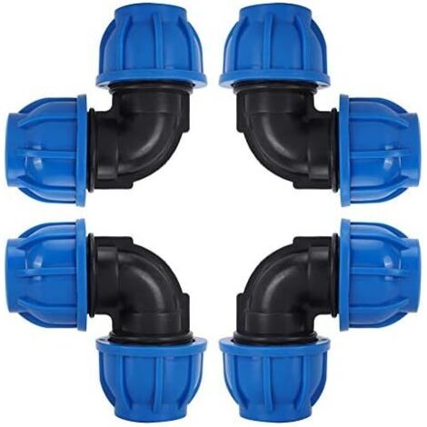 4 Pcs à 32mm Tuyau d'eau Coude Connecteur en PE Plastique Raccord Rapide Accessoires pour Purificateurs d'eau Potable(ø 32)