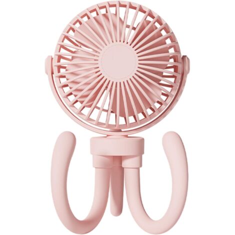 Ventilateur de Bureau Portable Rechargeable pour Poussette, Rotation à 360°, Mini Ventilateur USB, Rose (1/5)