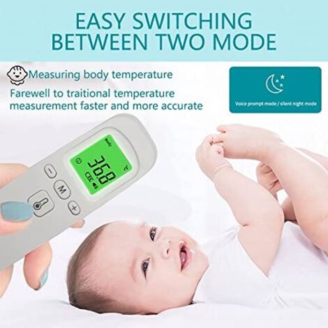 Thermomètre Frontal Sans Contact Infrarouge – Précis, Rapide 2 Sec, Écran LCD Couleur – Bébé, Enfant, Adulte (TopYart)