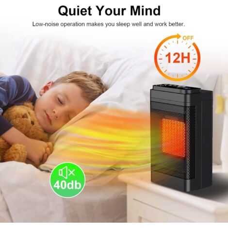 Chauffage D'appoint Mini Chauffage Soufflant Céramique 500W Brandson - Télécommande, Minuterie, Thermostat - Idéal Salle De Bain, Bureau, Voyage