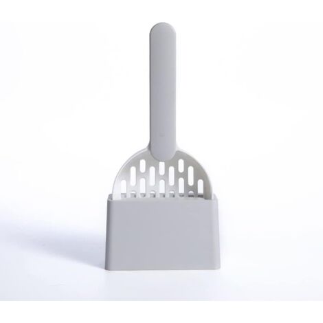 Pelle à litière grise pour chat – Outil de nettoyage en plastique ABS de haute qualité – Durable et facile à nettoyer – 1 pièce (avec base) (1/5)