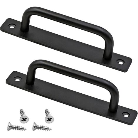 Aougo – Poignée de porte coulissante en alliage d'aluminium noir – Lot de 2 – Longueur 148mm – Entraxe 128mm – Antirouille et résistant aux empreintes (1/6)