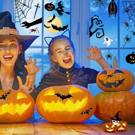 Décoration Halloween Vitrail Chauve-souris BOXCASA - Attrape-soleil Intérieur/extérieur, 20,3x11,4 Cm, Gothique