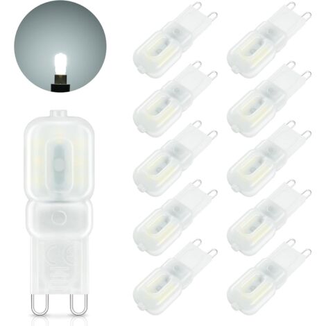 Aougo – Ampoule LED G9 3W équivalent 30W halogène – Blanc froid 6000K – 300LM – Angle du faisceau 360° – Lot de 10 ampoules sans scintillement