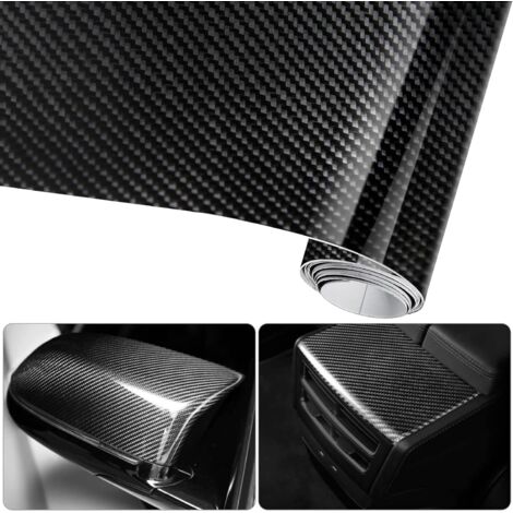 6D Film Autocollant Étanche de Voiture Adhésif Vinyle en Fibre de Carbone 3M x 0.3M Imperméable Antiadhésive pour Voiture,Ordinateur,Coque de Smartphone,Moto,Véhicule-Noir (1/5)