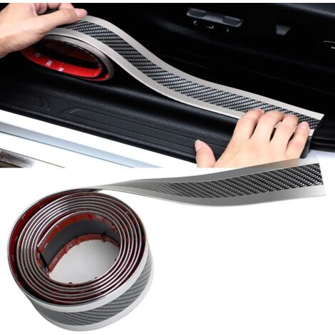Protecteur de seuil de porte, 5 mètres de protection de pare-chocs de protection de porte de voiture en fibre de carbone, autocollant anti-rayures avec adhésif puissant et grattoir