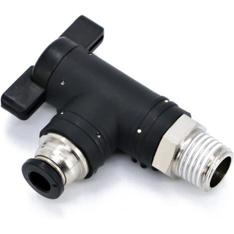 Connecteur de Tuyau D'air de 6mm et Filetage de 1/4" Pouce, Connecteur Pneumatique, Valve de Contrôle de Débit D'air à Angle Droit Noir, Peut Être Utilisée Pour Contrôler le gaz de Pipeline