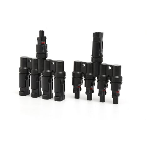 Panneau solaire T Branche Connecteurs câble Coupler commutateur de câbles – 1 mâle vers 4 femelle (M/4 F) et 1 femelle vers 4 Mâle (F/4 M), 1 paire (1/5)