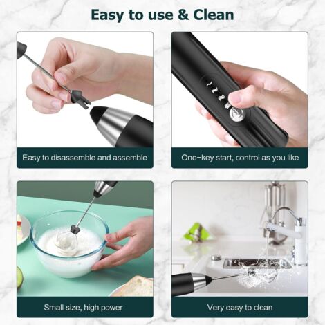 Mousseur à Lait Électrique Portable Rechargeable Rose – 3 Vitesses, Batterie 1200 MAh, Pour Cappuccino, Latte, Matcha, Œufs Et Plus