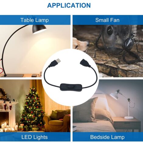 sourcing map USB Câble avec ON/Off Interrupteur USB Mâle à Female Extension Corde 1M Blanc pour LED Bureau Lampe LED Bande