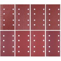 Lot de 80 feuilles de papier abrasif 93 x 185 mm - 8 trous - Grain 40/60/80/120/180/240/320/400 - Pour ponceuse Bosch