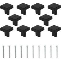 Lot de 10 Boutons de Porte Noir Boutons d'armoire Carrée en Laiton Massif Poignées de Meuble Cuisine Vintage avec Vis pour Armoire Placards Tiroirs (Noir)