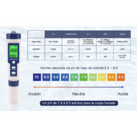 Testeur D'Eau 5 En 1 YAOBLUESEA – PH, TDS, EC, Salinité, Température – Précision Digitale Pour Piscine, Aquarium, Eau Potable